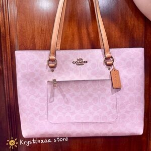 Coach Powder Pink Station Tote Bag In Signature Canvas CEA21 NWT
